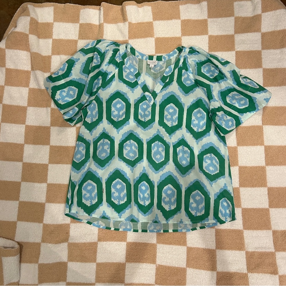 Mud Pie Teal and Aqua Blouse